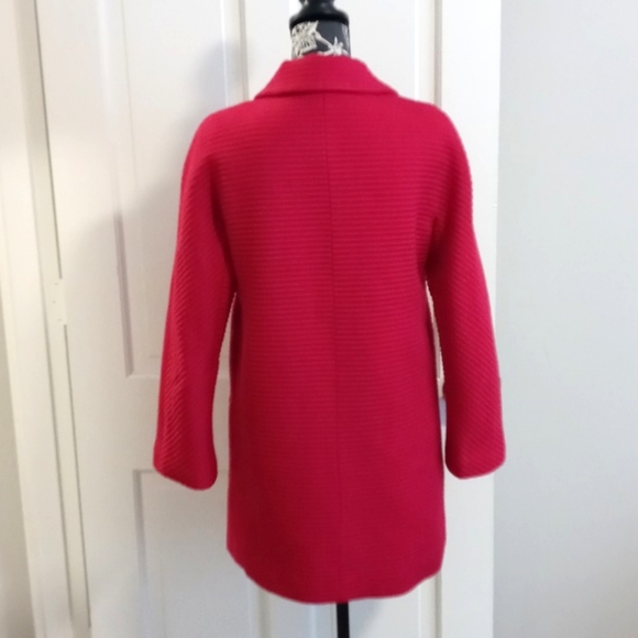 💓Talbots💓 - "Thinsulate" Fuchsia Wool Blend Ribbed Funnel Neck Coat - Picture 2 of 11